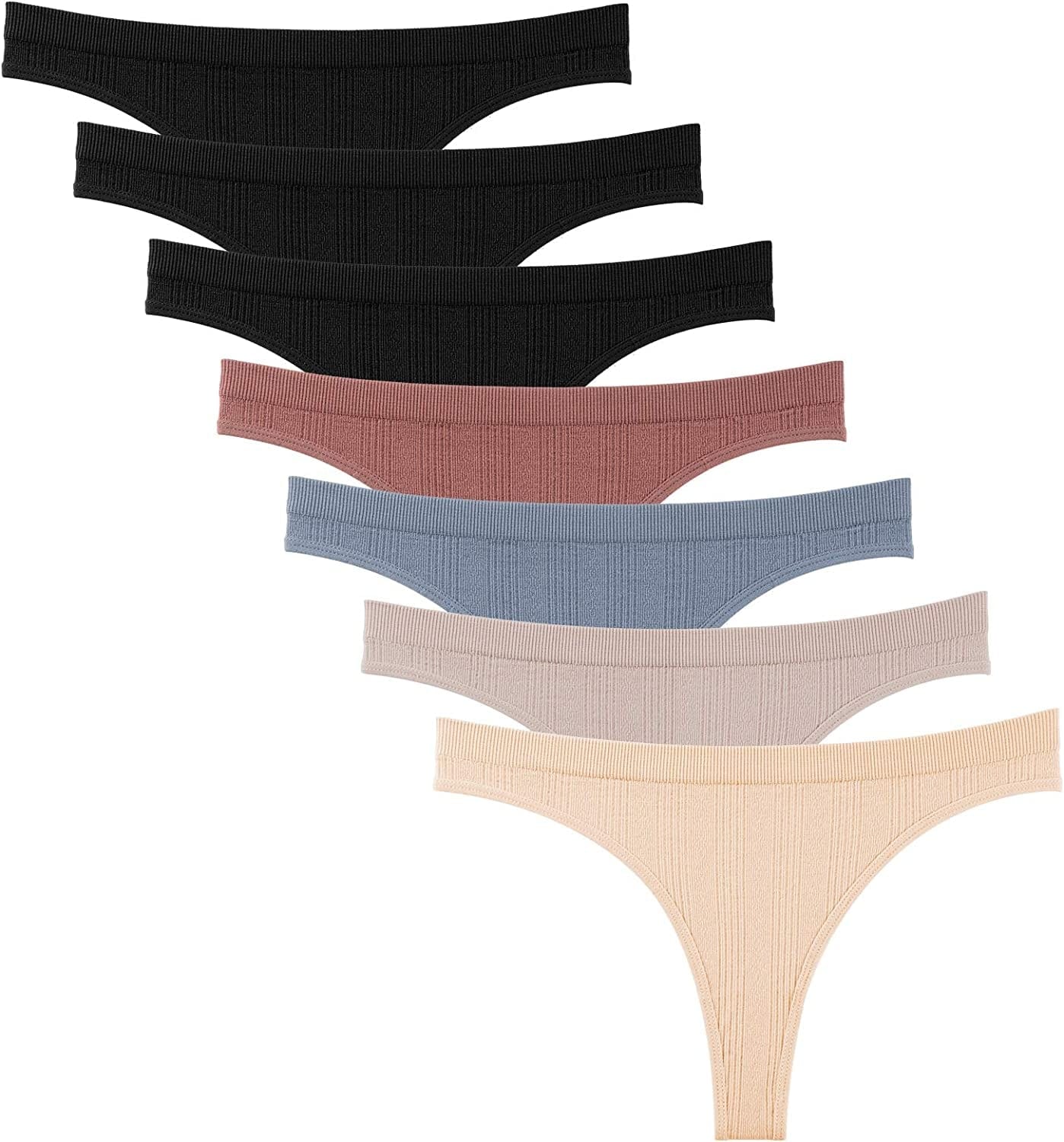 Dlala Women'S Thongs Breathable Panties Low Rise Sexy G-String Underwear Pack of 7 Color B / Large