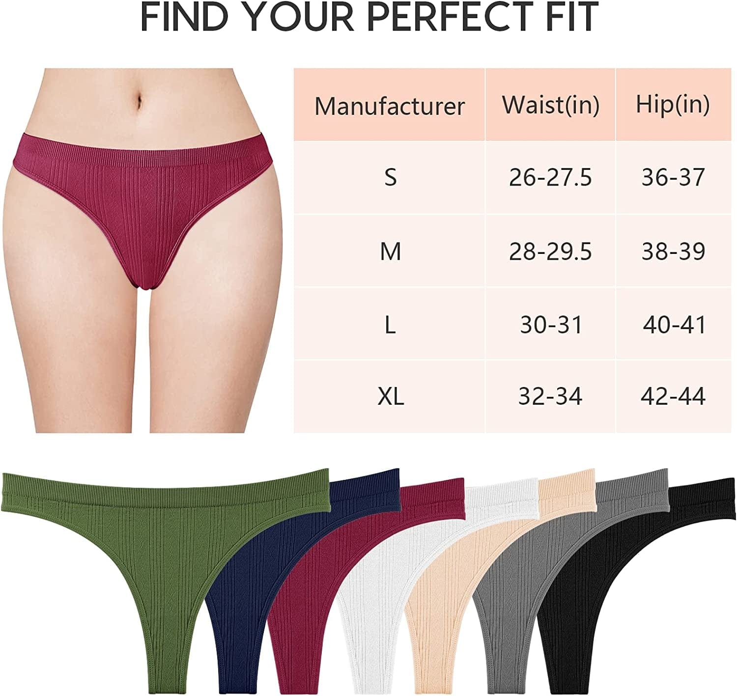 Dlala Women'S Thongs Breathable Panties Low Rise Sexy G-String Underwear Pack of 7