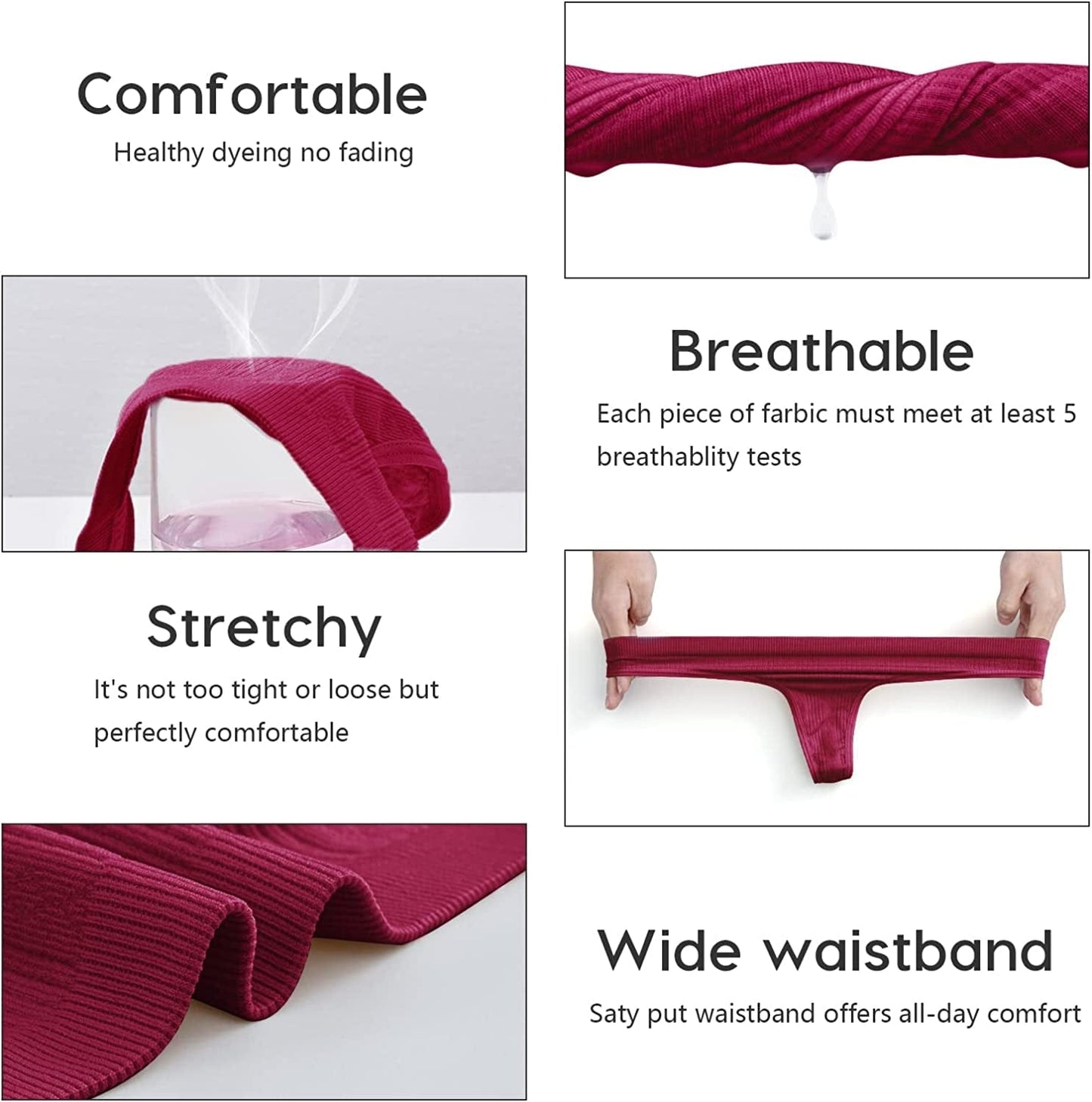 Dlala Women'S Thongs Breathable Panties Low Rise Sexy G-String Underwear Pack of 7