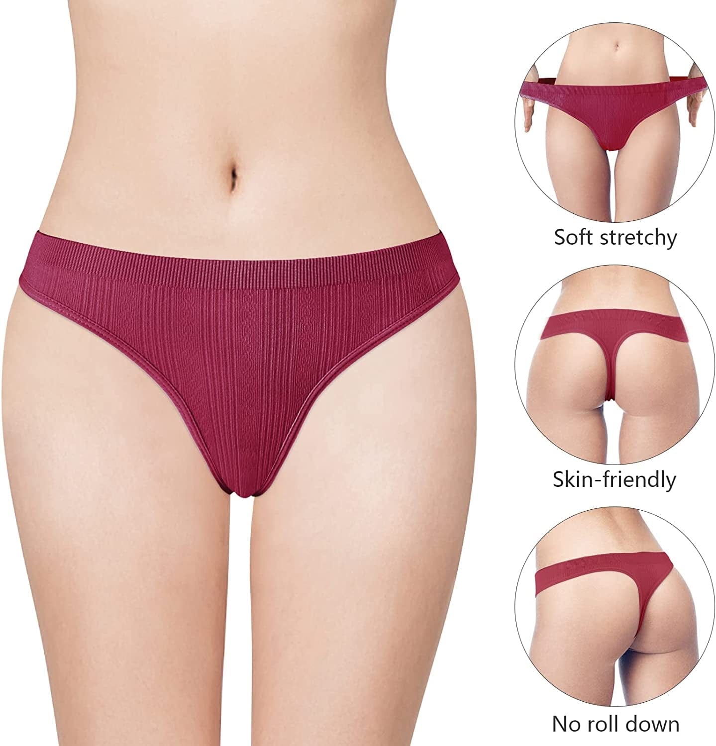 Dlala Women'S Thongs Breathable Panties Low Rise Sexy G-String Underwear Pack of 7