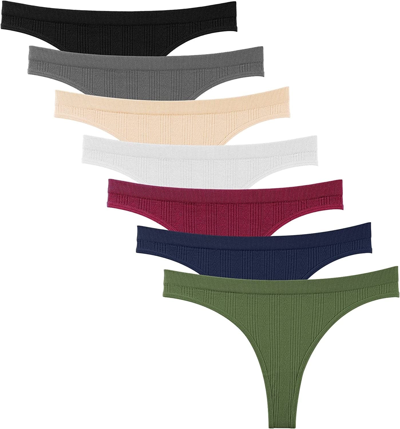 Dlala Women'S Thongs Breathable Panties Low Rise Sexy G-String Underwear Pack of 7 Color E / Large