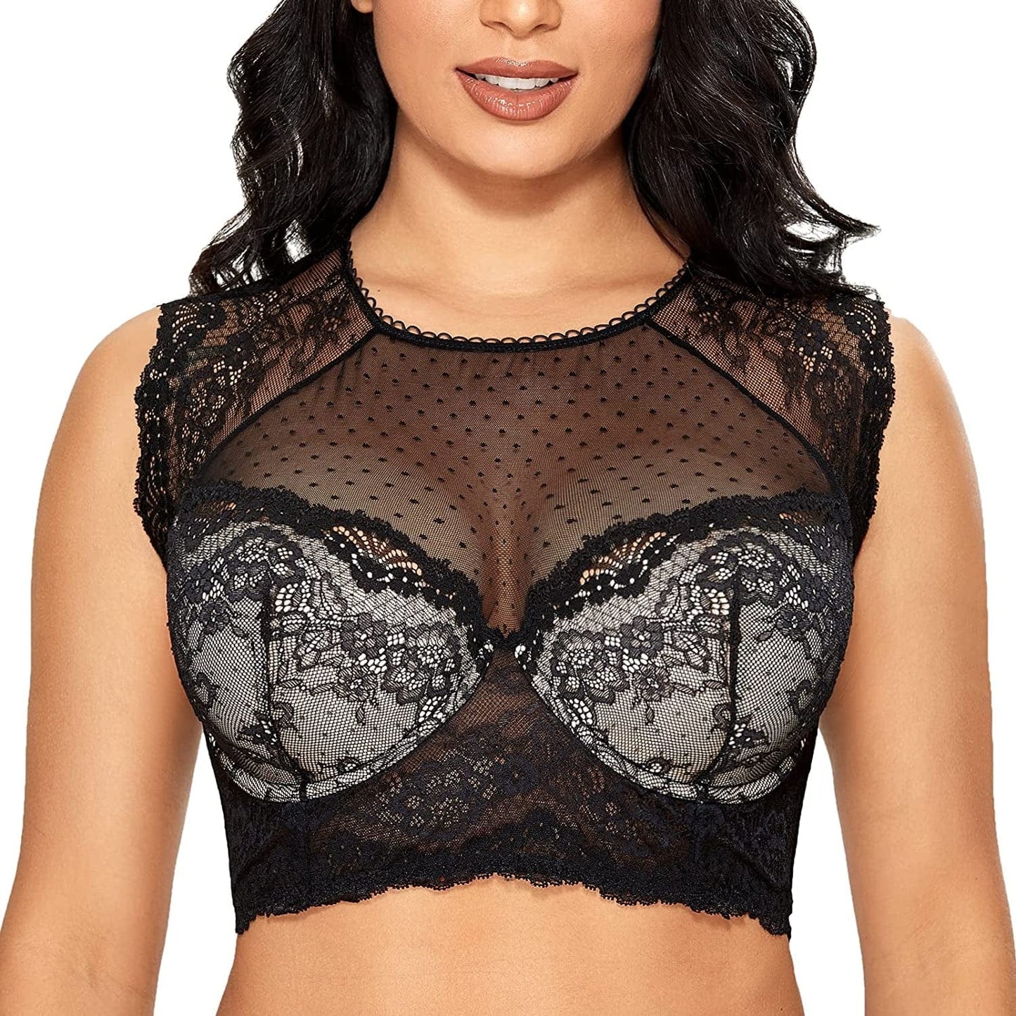 DOBREVA Women'S Lace Corset Top Sexy Bralette Bustier Bra Underwire plus Size Crop Top