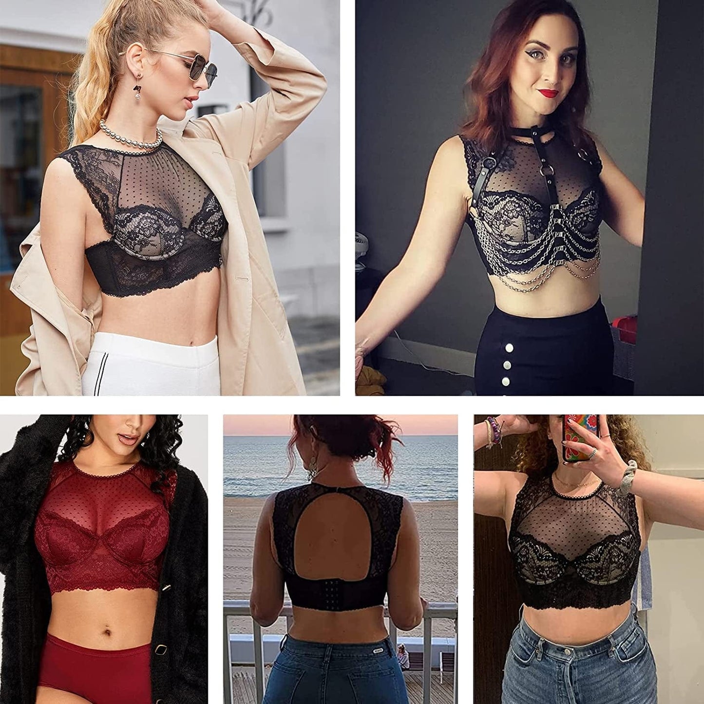 DOBREVA Women'S Lace Corset Top Sexy Bralette Bustier Bra Underwire plus Size Crop Top
