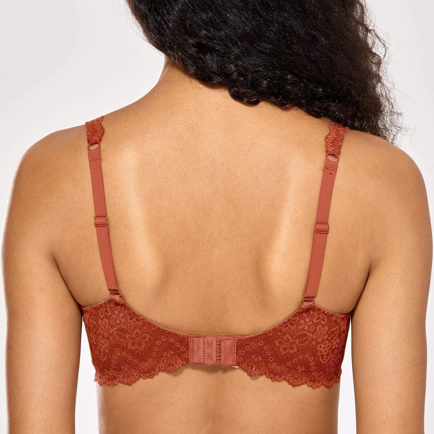 DOBREVA Women'S Lace Plunge Bra Sexy Underwire Bralette plus Size See through Unlined Bras