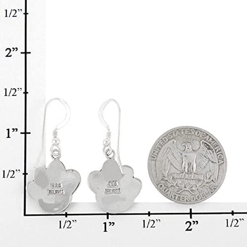 Dog Paw Earrings in Sterling Silver & Genuine Turquoise & Gemstones