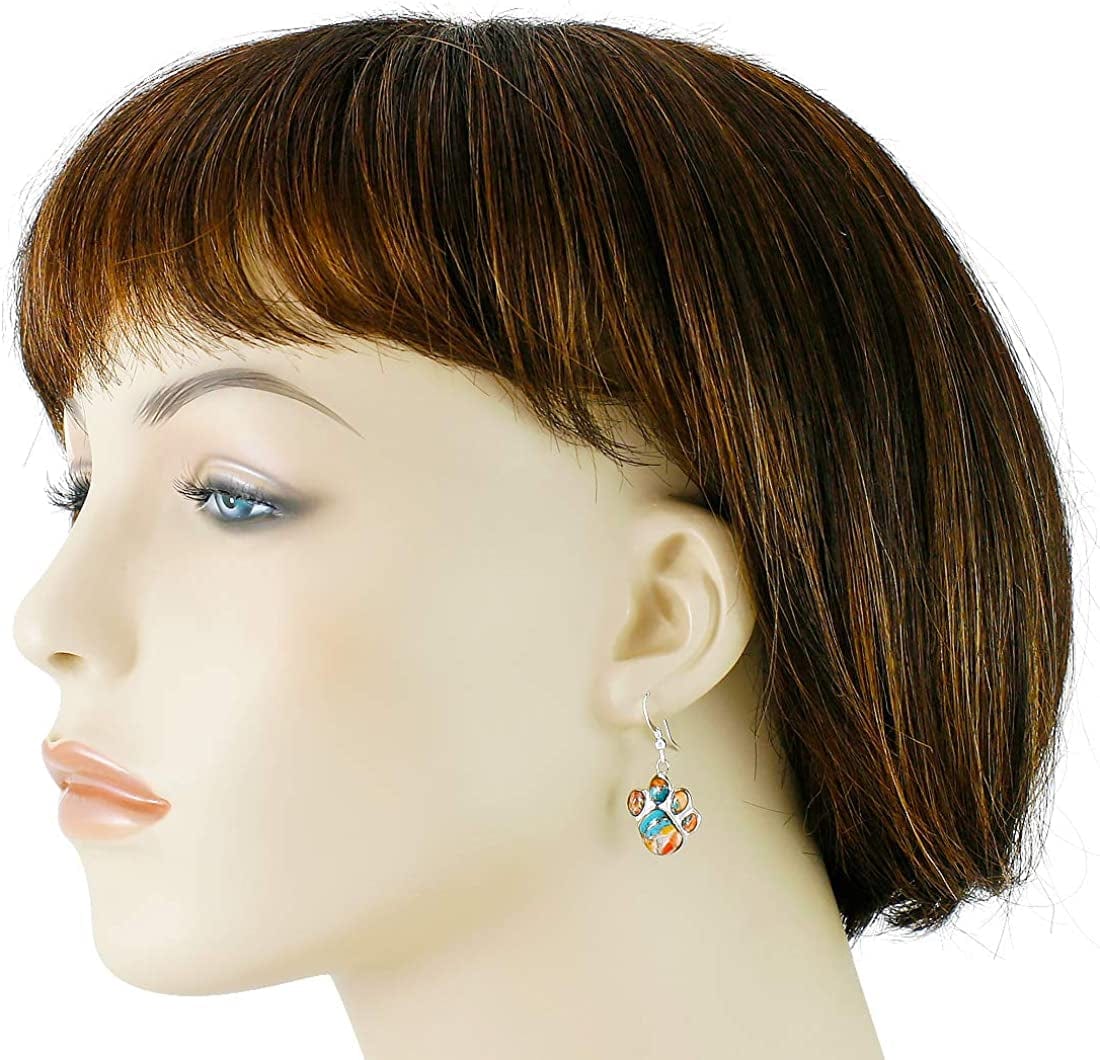 Dog Paw Earrings in Sterling Silver & Genuine Turquoise & Gemstones