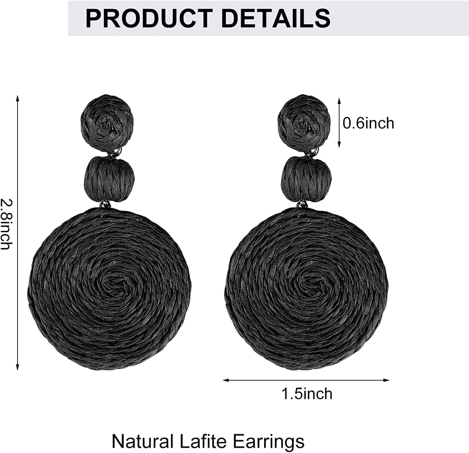 Doreenbow Raffia round Dangle Earrings Boho Drop Handmade Straw Earrings Rattan Earrings Geometric Dangle Earrings for Women Girls