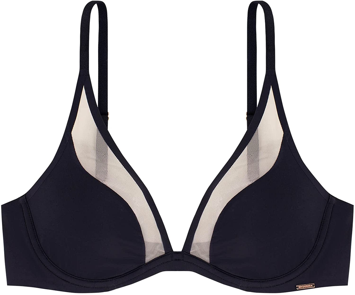 DORINA Angie Women Sexy Demi Full Cup Coverage Non Padded No Padding Underwire Lace Comfort Everyday Soft See through Bra Neve Non Padded Wired Bra - Black / 40C