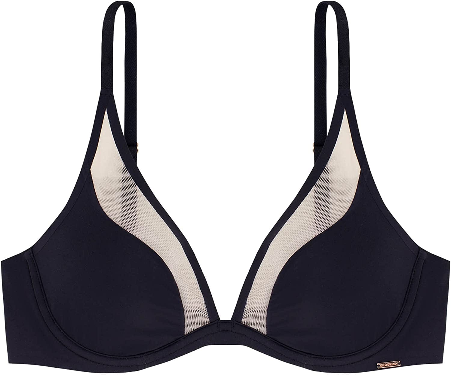 DORINA Angie Women Sexy Demi Full Cup Coverage Non Padded No Padding Underwire Lace Comfort Everyday Soft See through Bra Neve Non Padded Wired Bra - Black / 36F