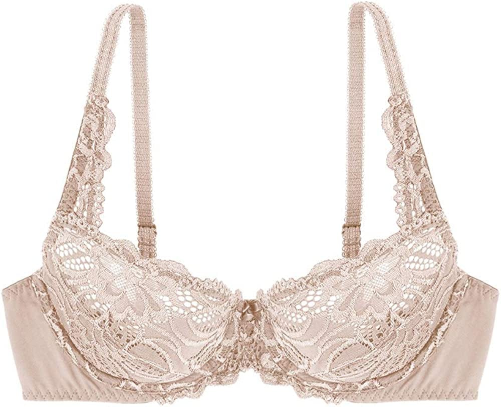 DORINA Angie Women Sexy Demi Full Cup Coverage Non Padded No Padding Underwire Lace Comfort Everyday Soft See through Bra