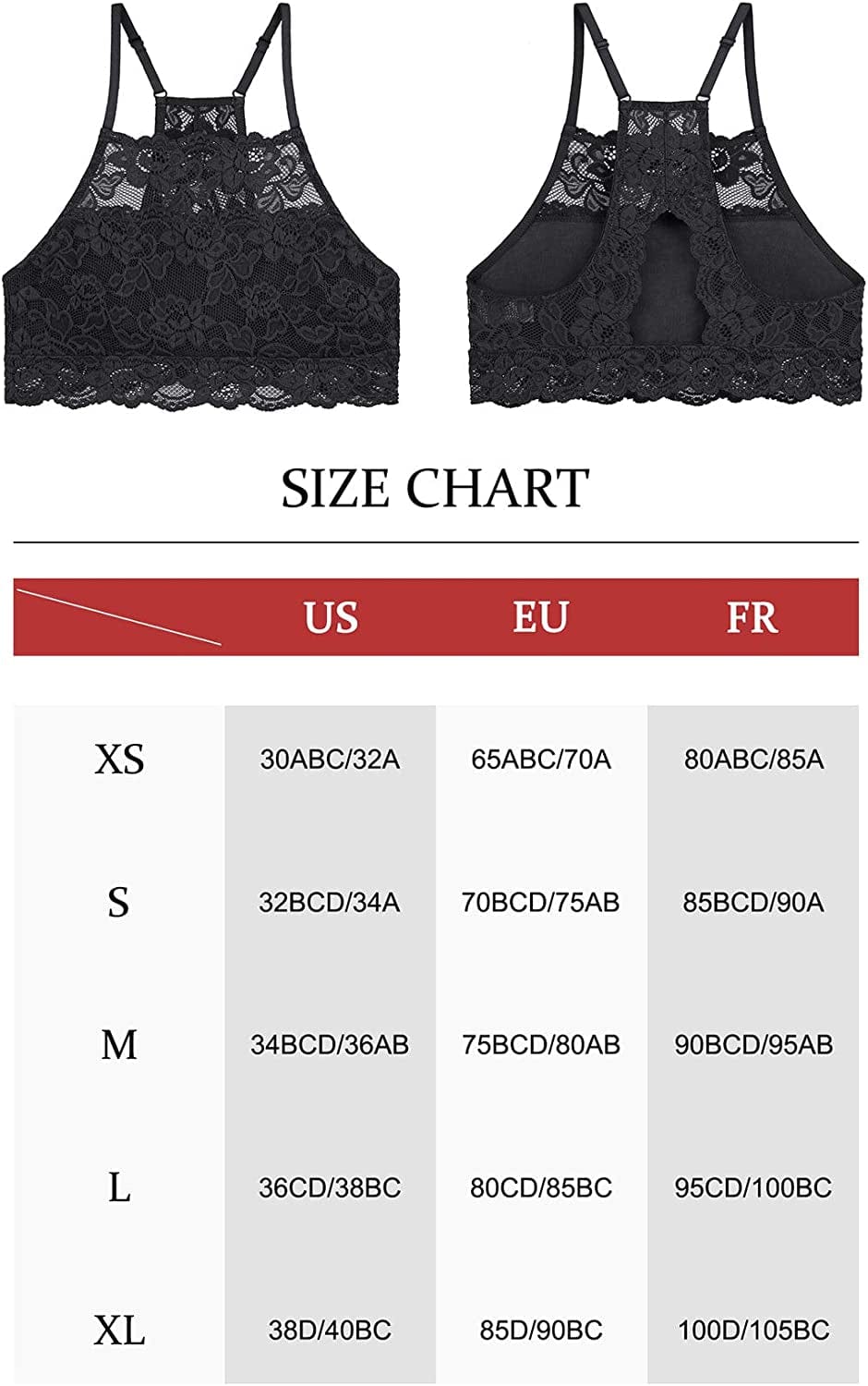 Dotvol High-Neck Lace Bralette for Women Racerback Floral Crop Top Vest Bra