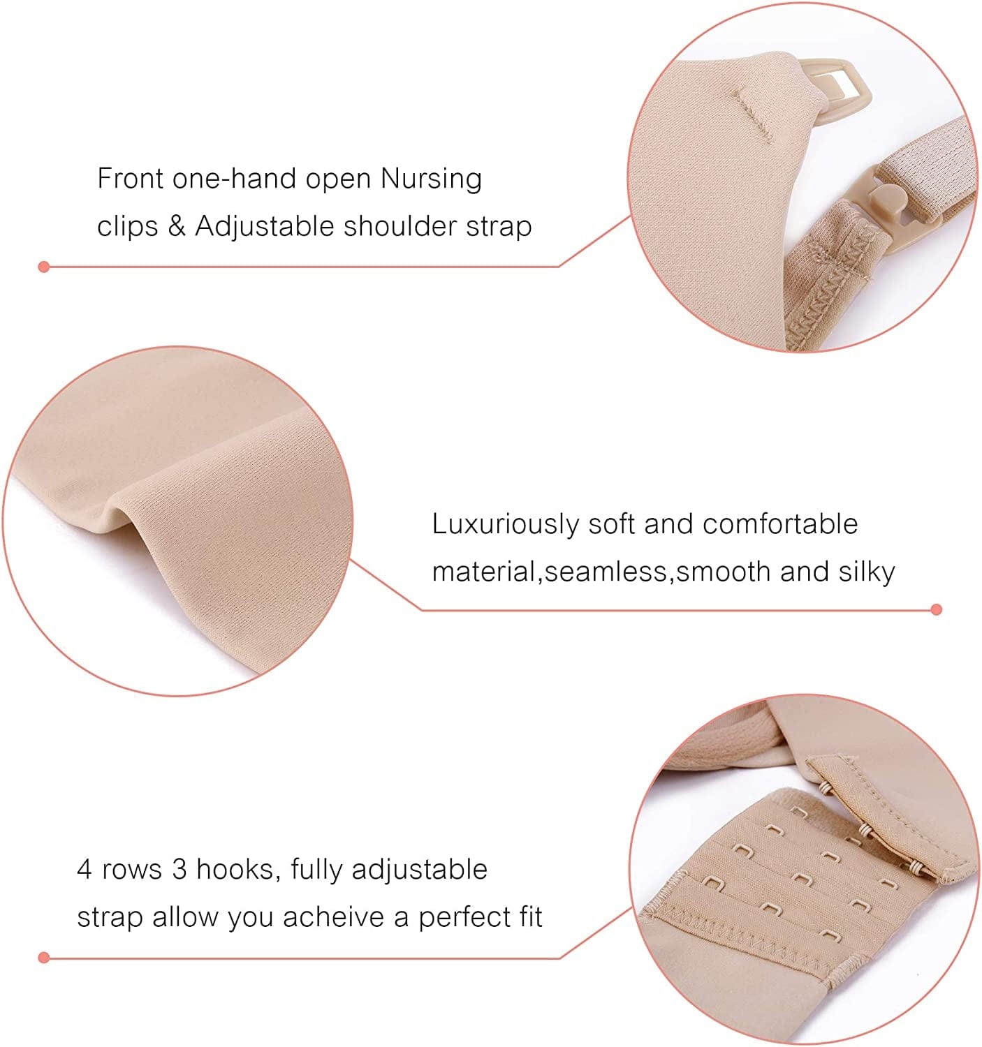 Dotvol Women'S Maternity Nursing Bras for Breastfeeding Clip Full Coverage Back Smoothing Underwire