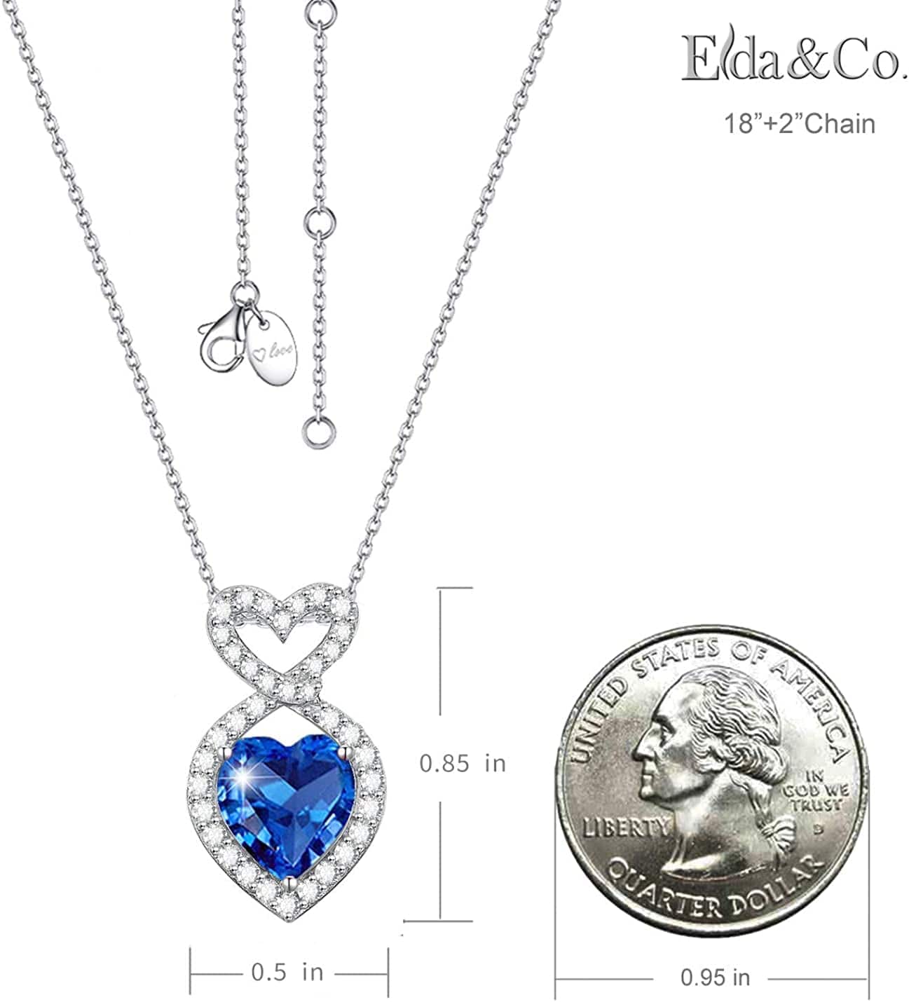 Double Hearts Infintiy Necklace for Mom S925 Sterling Silver September Birthstone Blue Sapphire Ruby Peridot Jewelry, Birthday Gifts Jewlery Women