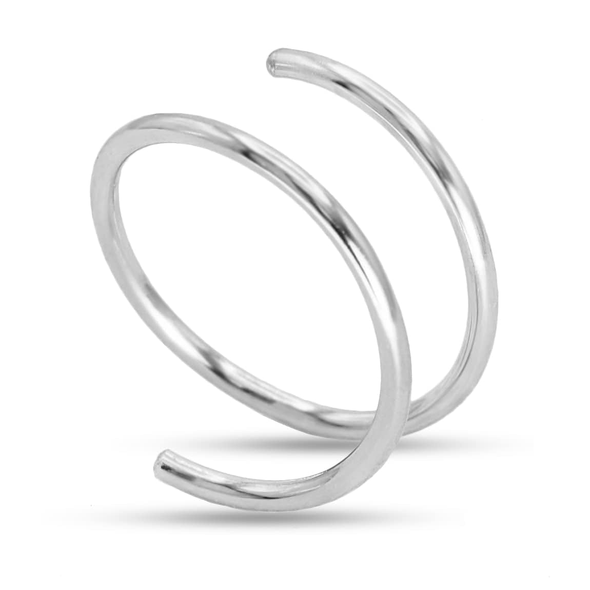 Double Nose Ring Hoop for Single Piercing, 14K Gold Filled or Sterling Silver Spiral Twist Nose Hoop for Women Girls (Silver -20G, Left Side-8Mm) Silver -22g / Left Side-10mm