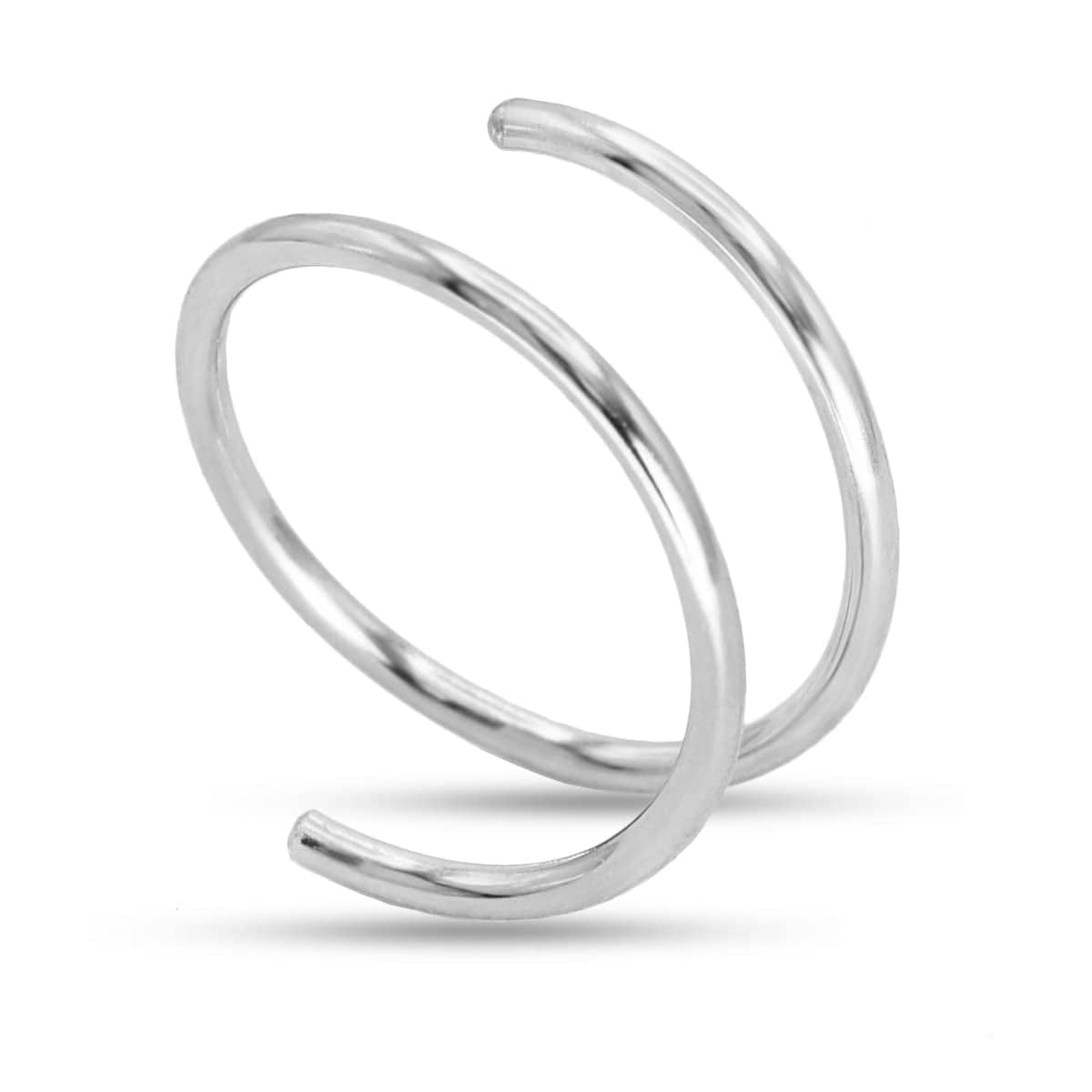 Double Nose Ring Hoop for Single Piercing, 14K Gold Filled or Sterling Silver Spiral Twist Nose Hoop for Women Girls (Silver -20G, Left Side-8Mm) Silver -22g / Left Side-7mm