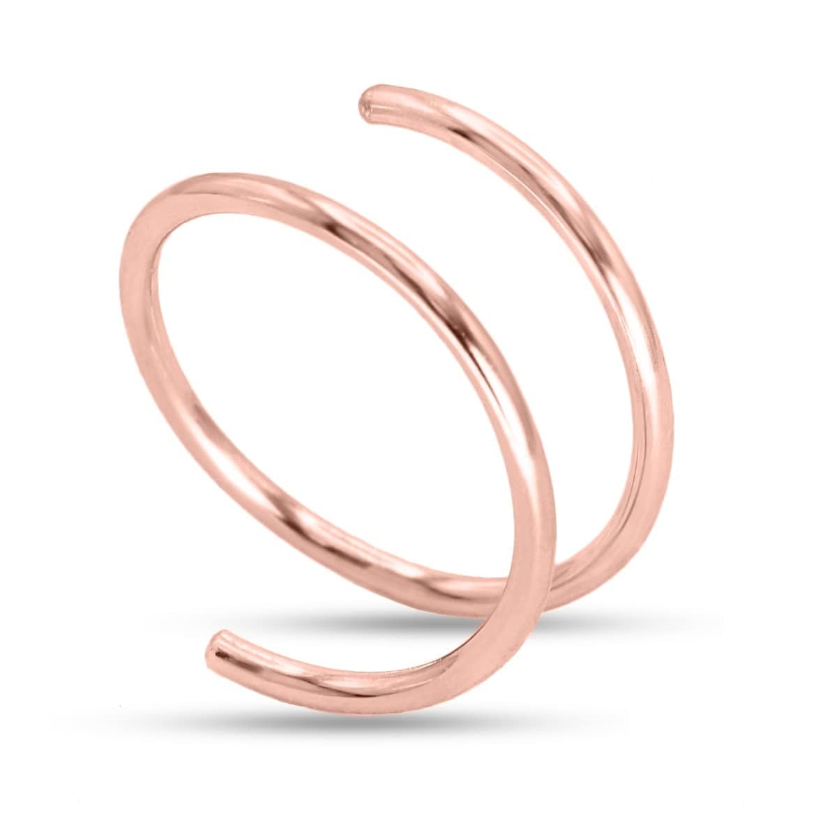 Double Nose Ring Hoop for Single Piercing, 14K Gold Filled or Sterling Silver Spiral Twist Nose Hoop for Women Girls (Silver -20G, Left Side-8Mm) Rose Gold Filled -22g / Left Side-10mm
