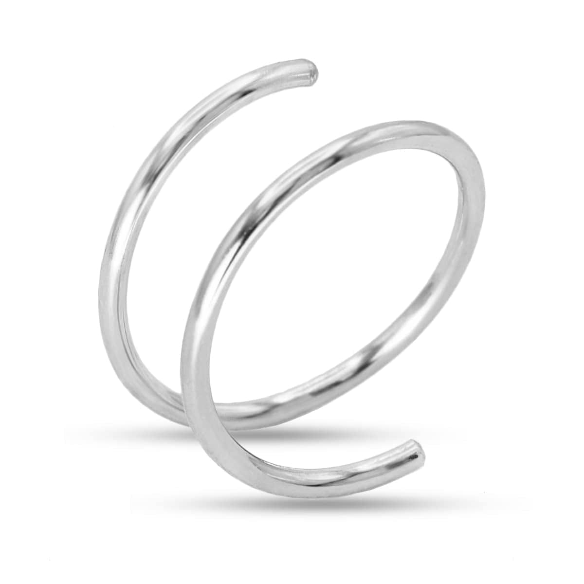 Double Nose Ring Hoop for Single Piercing, 14K Gold Filled or Sterling Silver Spiral Twist Nose Hoop for Women Girls (Silver -20G, Left Side-8Mm) Silver -22g / Right Side-8mm