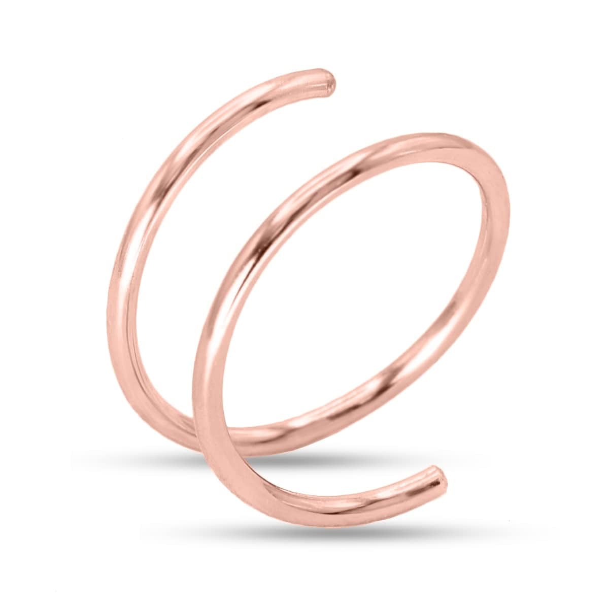 Double Nose Ring Hoop for Single Piercing, 14K Gold Filled or Sterling Silver Spiral Twist Nose Hoop for Women Girls (Silver -20G, Left Side-8Mm) Rose Gold Filled -22g / Right Side-7mm