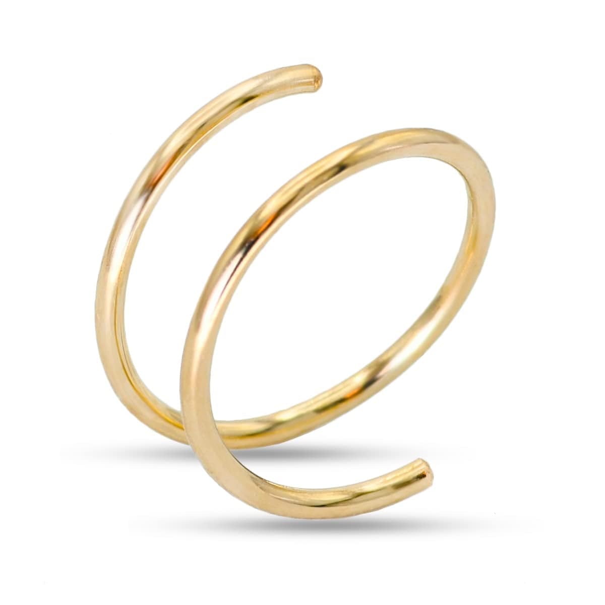 Double Nose Ring Hoop for Single Piercing, 14K Gold Filled or Sterling Silver Spiral Twist Nose Hoop for Women Girls (Silver -20G, Left Side-8Mm) Yellow Gold Filled -22g / Right Side-8mm