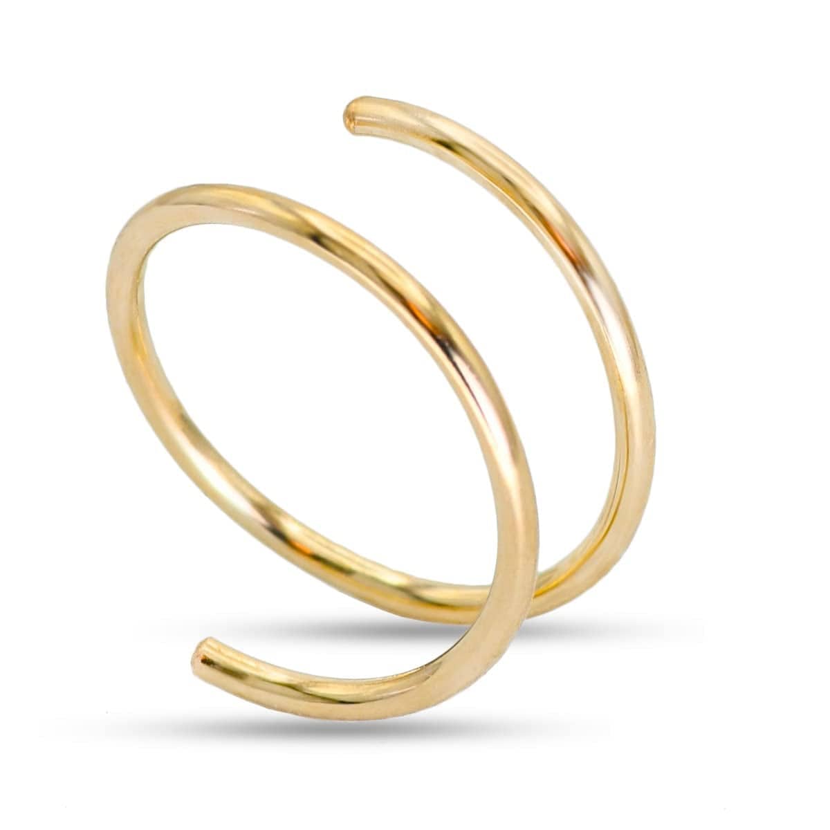 Double Nose Ring Hoop for Single Piercing, 14K Gold Filled or Sterling Silver Spiral Twist Nose Hoop for Women Girls (Silver -20G, Left Side-8Mm) Yellow Gold Filled -22g / Left Side-8mm