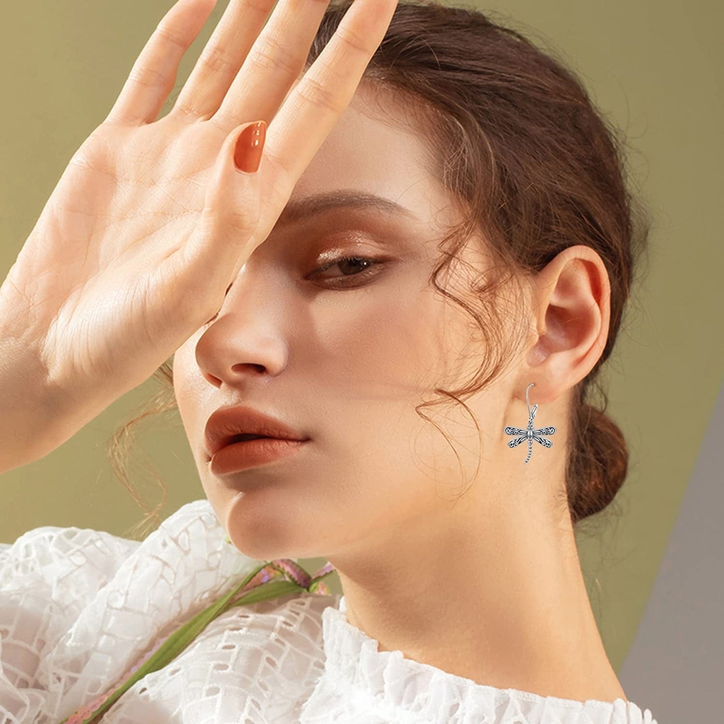 Dragonfly Earrings Sterling Silver Leverback Dragonfly Dangle Drop Earrings Dragonfly Jewelry for Women Girls