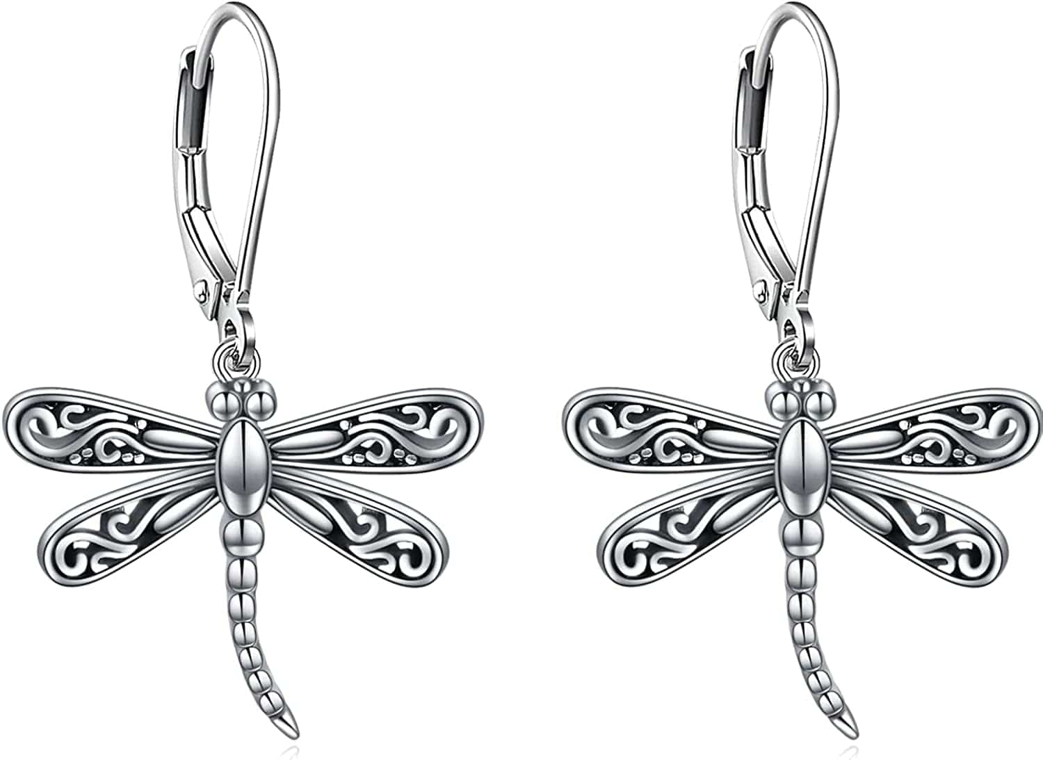 Dragonfly Earrings Sterling Silver Leverback Dragonfly Dangle Drop Earrings Dragonfly Jewelry for Women Girls