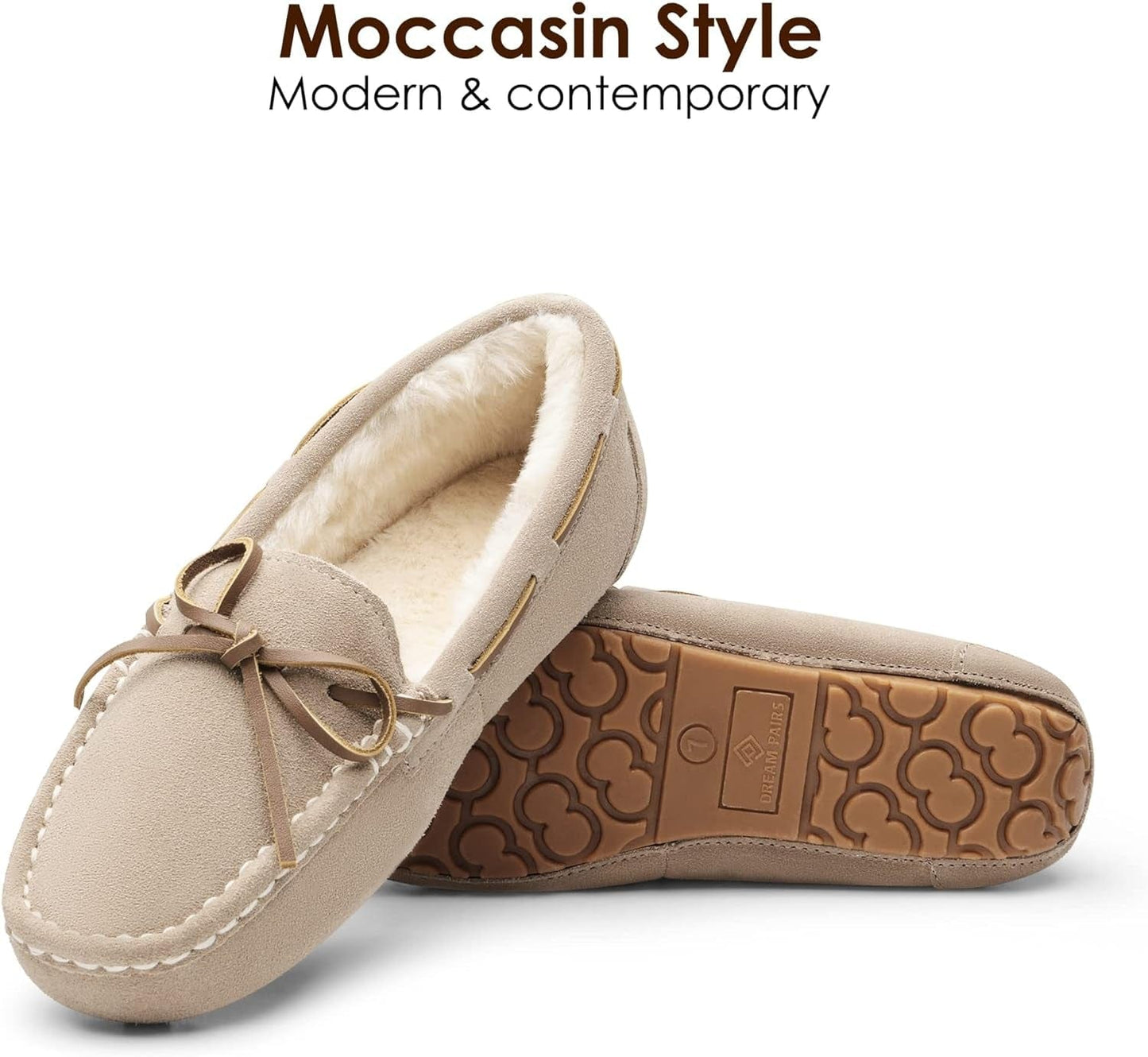 DREAM PAIRS Women'S House Slippers Indoor Outdoor Moccasin Fuzzy Fluffy Furry Loafers Suede Leather Warm Shoes