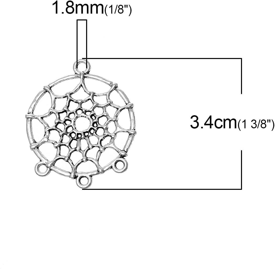 Dreamcatcher Charms, 28 Pc Silver Tone Pendants 34Mm X 28Mm