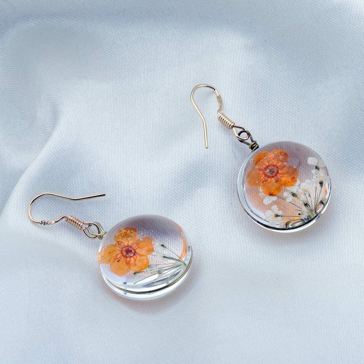 Dried Flower Earring Pressed Flower Jewelry Boho Sunflower Earring Set Pressed Wild Flower Pendant Gift for Her