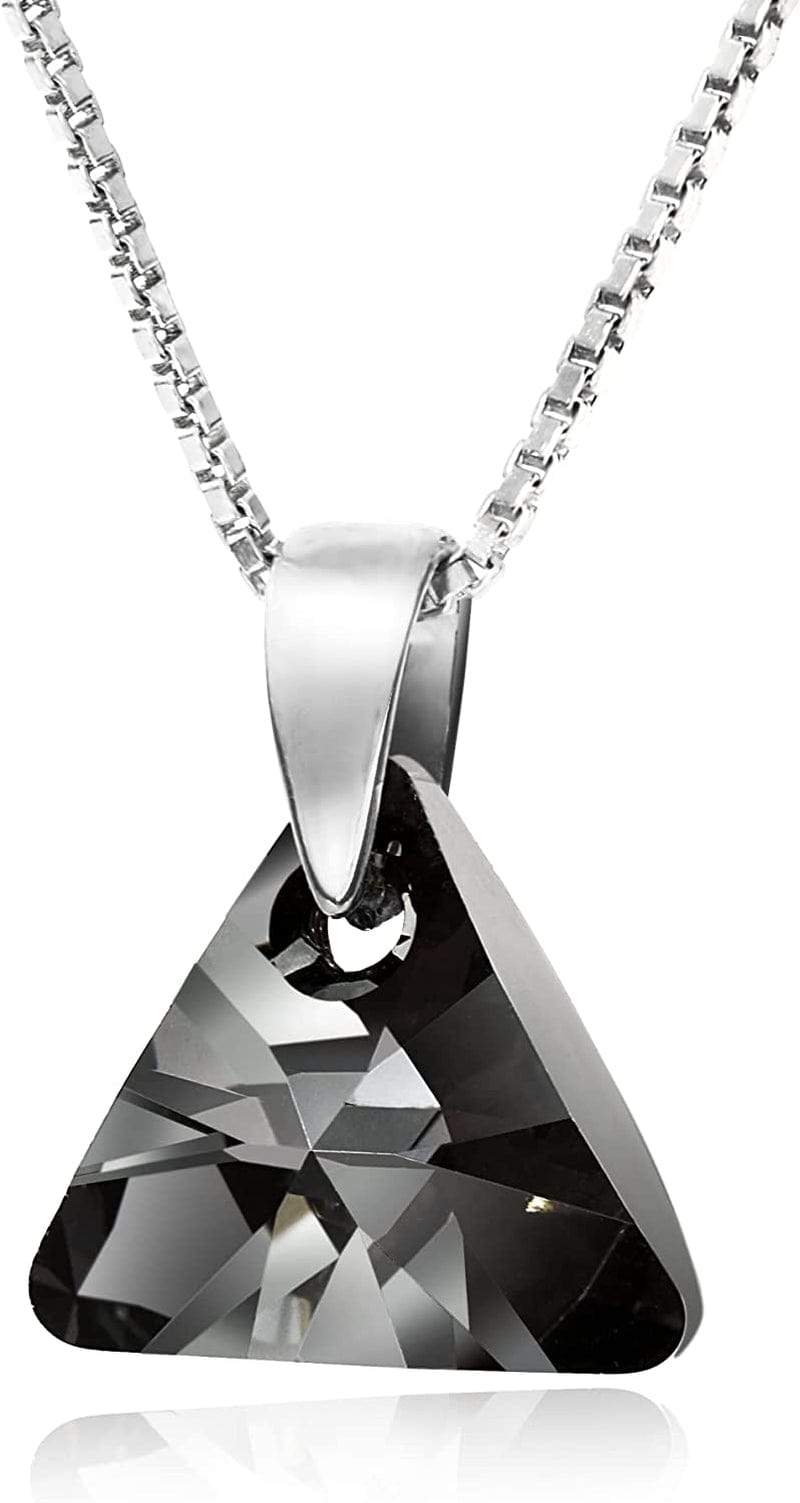 Drop and Dangle Earrings for Women - with 925 Sterling Silver and Authentic Crystals - Hypoallergenic, Gift for Mom, Purple/Black/Blue b. Silver Night Pendant