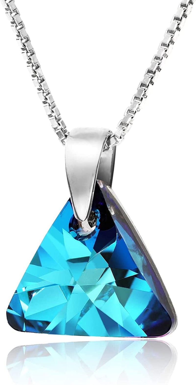 Drop and Dangle Earrings for Women - with 925 Sterling Silver and Authentic Crystals - Hypoallergenic, Gift for Mom, Purple/Black/Blue b. Bermuda Blue Pendant