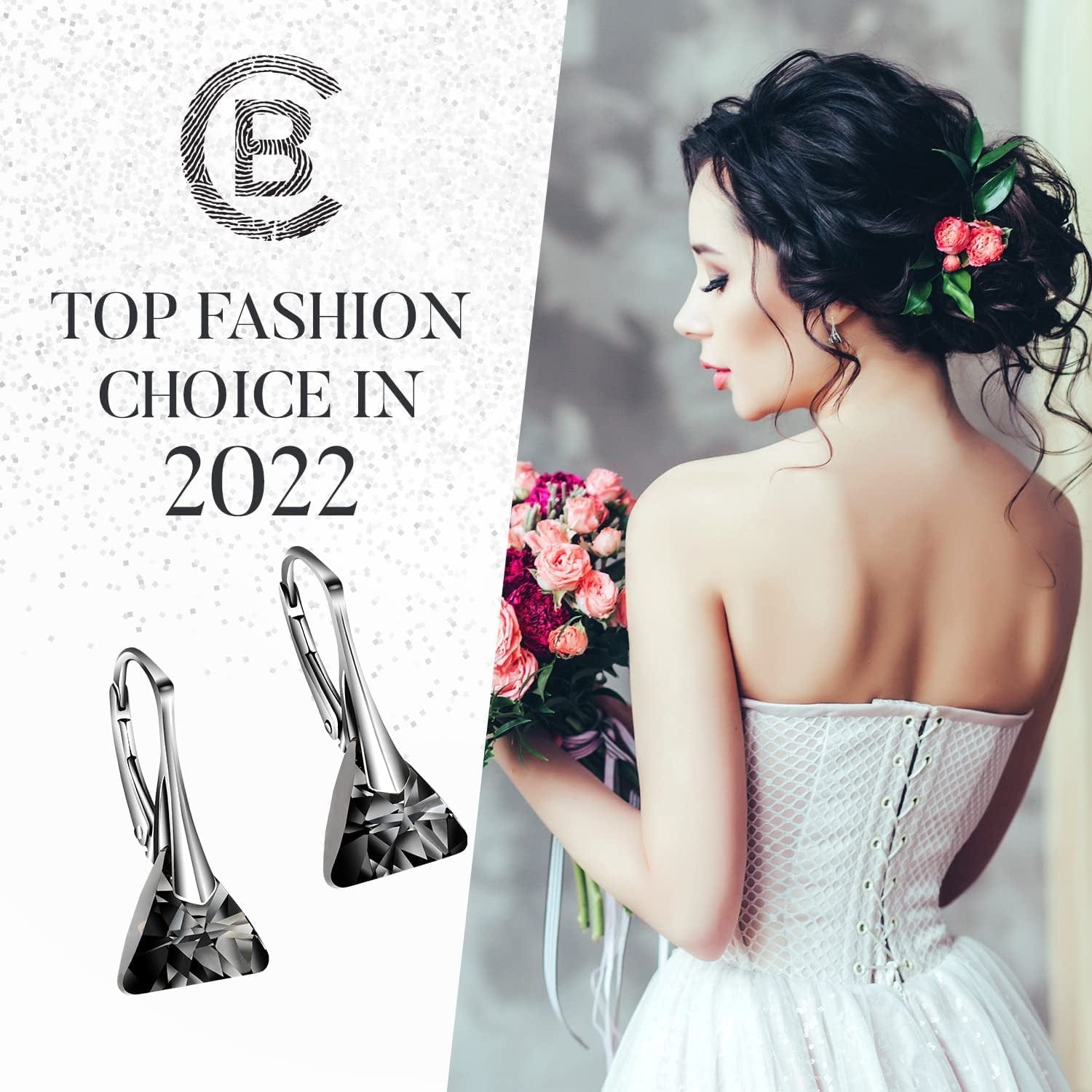 Drop and Dangle Earrings for Women - with 925 Sterling Silver and Authentic Crystals - Hypoallergenic, Gift for Mom, Purple/Black/Blue