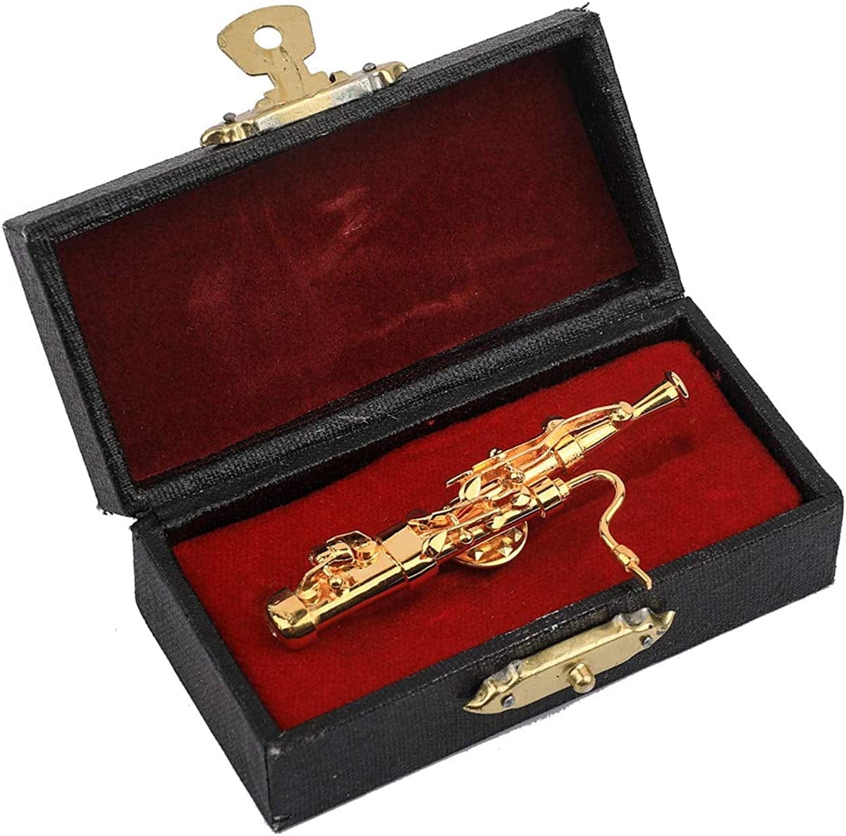 Dselvgvu Miniature Musical Instrument Fashion Lapel Brooch Pin with Red Velvet Lined Instrument Case Musical Gift Birthday Gift 2.36" Bassoon Pin