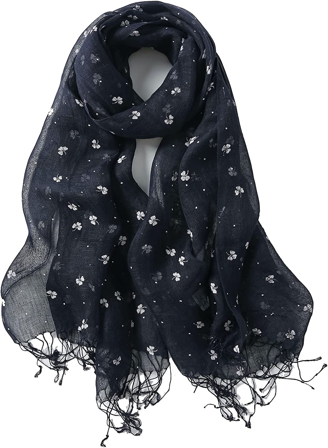 Jeelow Lightweight Summer Scarf Light Shawl Wrap Linen Feel Scarves for Men and Women Apparel & Accessories > Clothing Accessories > Scarves & Shawls Jeelow Navy