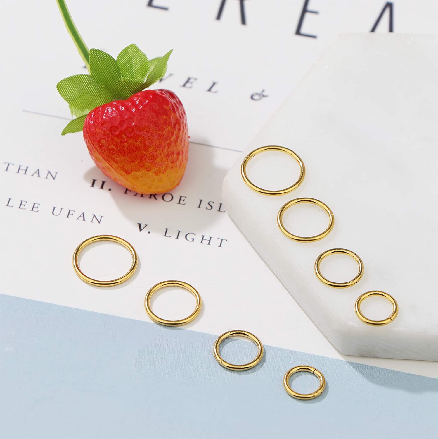 Jstyle 8Pcs 16G Surgical Steel Hinged Clicker Segment Nose Rings Hoop Helix Cartilage Daith Tragus Sleeper Earrings Body Piercing 6-12MM Improved Apparel & Accessories > Jewelry > Rings Jstyle