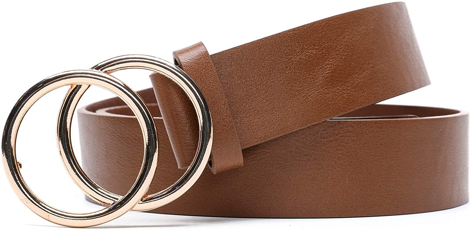 MORELESS 3 Pack Women'S Faux Leather Belts for Jeans Dress Pants, Fashion Waist Belts with Double O-Ring Buckle Apparel & Accessories > Clothing Accessories > Belts MORELESS