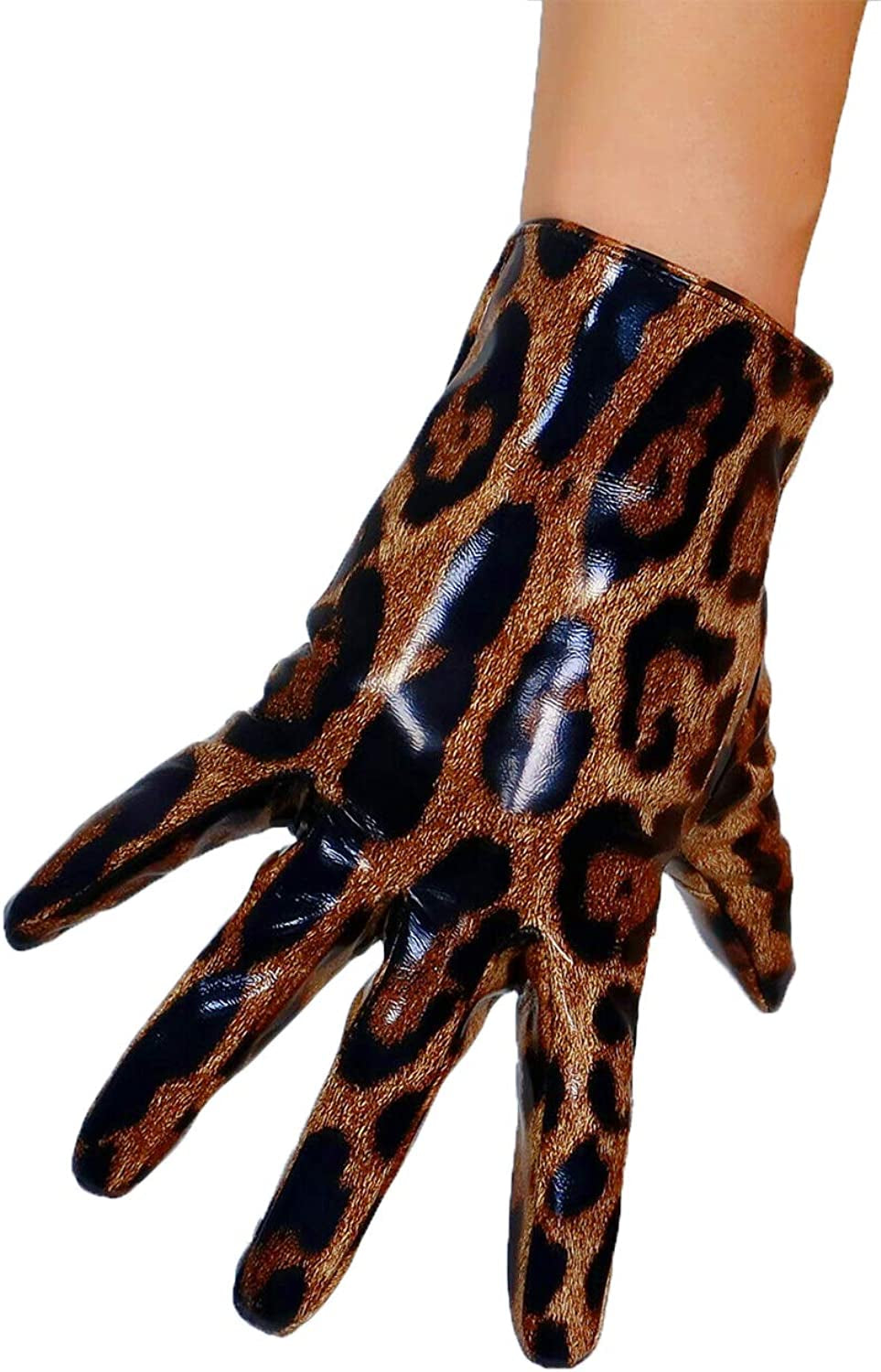 Dooway Women'S Short Dress Leather Gloves for Evening Costumes Daily Faux Leather PU 21Cm Apparel & Accessories > Clothing Accessories > Gloves & Mittens DooWay Dark Jaguar