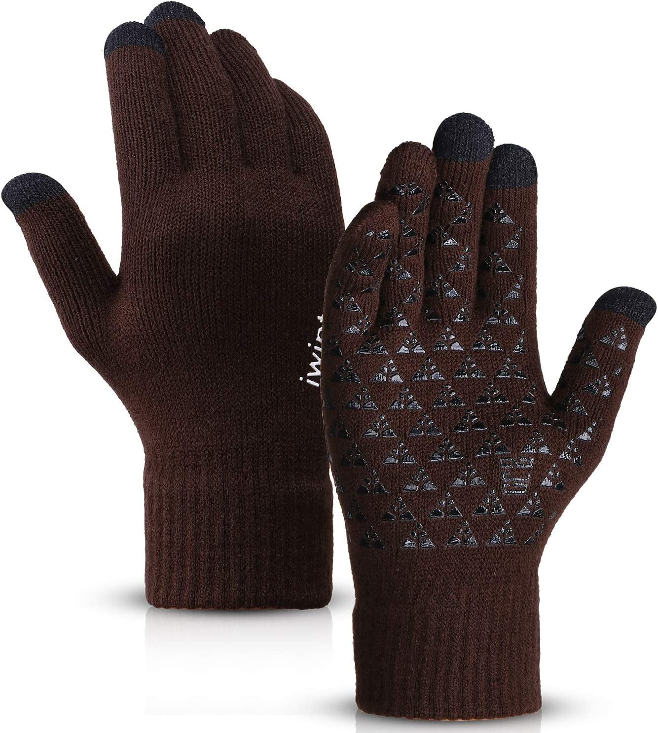 Winter Gloves for Women and Men 1/2/3 Pairs,Upgraded Touch Screen Gloves,Anti-Slip Silicone Gel- Thermal Soft Wool Lining Apparel & Accessories > Clothing Accessories > Gloves & Mittens COOYOO 18-1 Pair(brown) X-Large