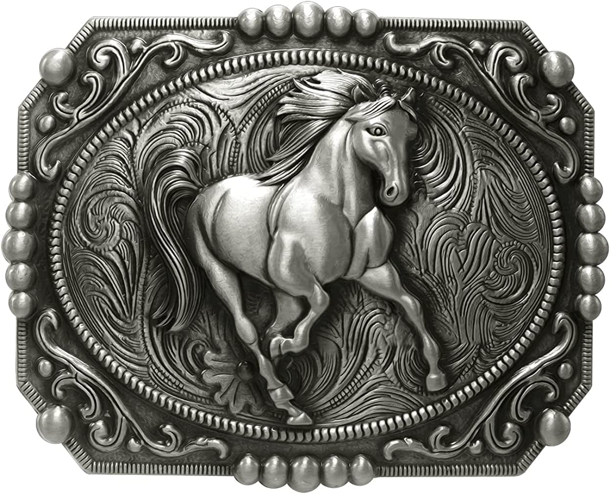 Moranse Religion Cross Cowboy Kneeling Prayer and Horse Design Belt Buckles Apparel & Accessories > Clothing Accessories > Belt Buckles Moranse Pattern Silver