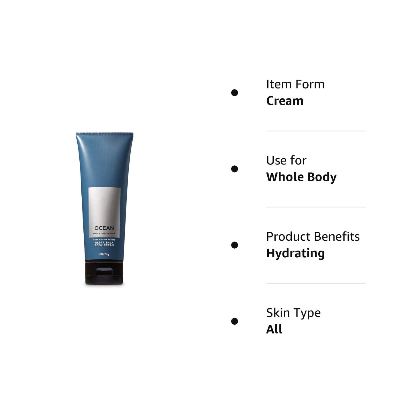 Bath and Body Works Ocean for Men Ultra Shea Body Cream 8Oz Tube Health & Beauty > Personal Care > Cosmetics > Bath & Body Bath & Body Works