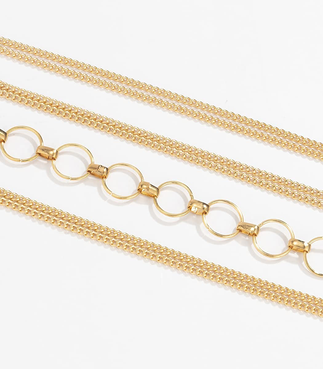 Body Chains for Women Sexy Skinny Crossover Full Body Jewelry for Bikini Swimsuit Wedding Dress Necklace and Belly Chain Set Apparel & Accessories > Jewelry > Body Jewelry Tosmifairy