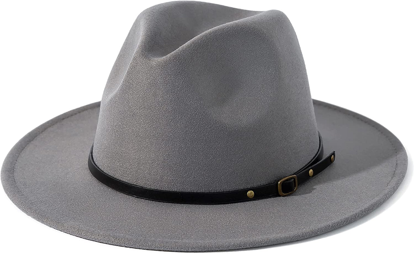Lisianthus Women Belt Buckle Fedora Hat Apparel & Accessories > Clothing Accessories > Hats Lisianthus Light Grey