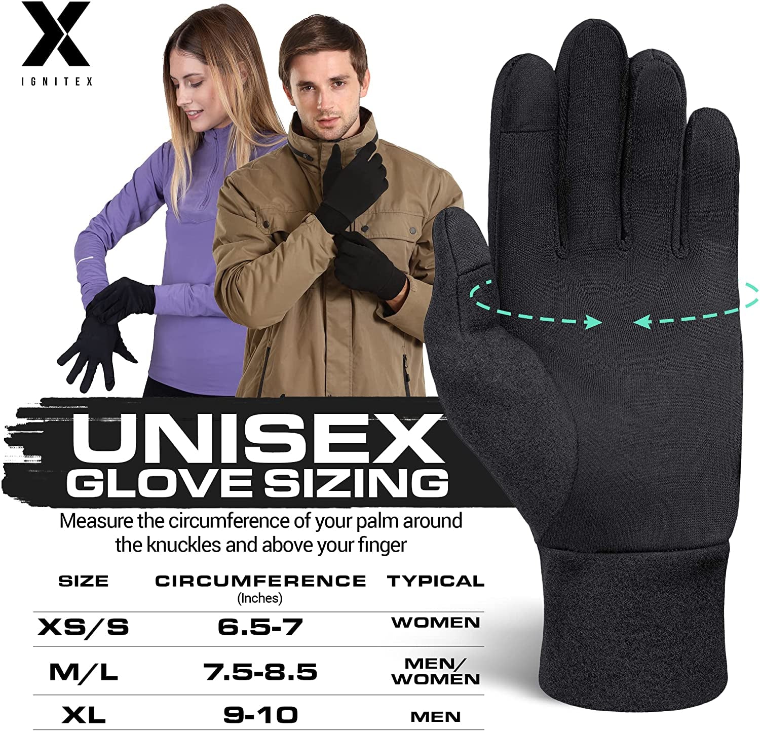 Running Glove Liners - Thermal Winter Gloves for Men & Women - Thin & Lightweight Cold Weather Gloves for Cycling & Driving Apparel & Accessories > Clothing Accessories > Gloves & Mittens IGN1TE