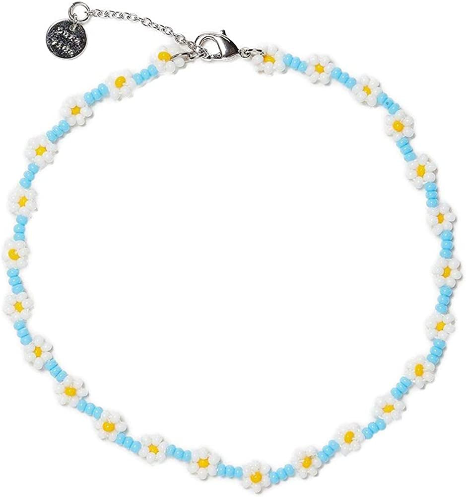 Pura Vida Daisy Flower Seed Bead Adjustable Anklet W/ Charm, Waterproof - Yellow Apparel & Accessories > Jewelry > Anklets Pura Vida