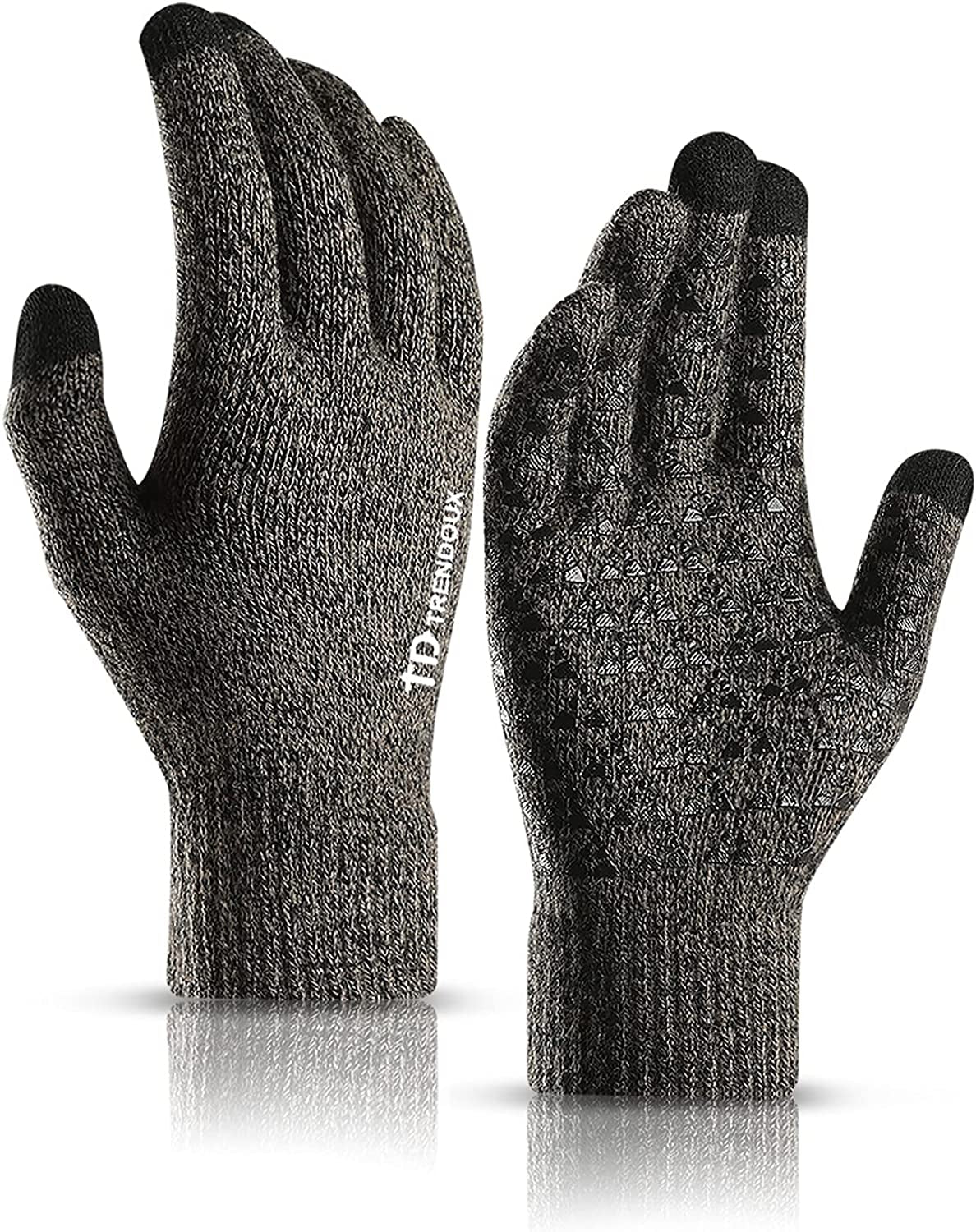 TRENDOUX Winter Gloves for Men Women - Upgraded Touch Screen Anti-Slip Silicone Gel - Elastic Cuff - Thermal Soft Knit Lining Apparel & Accessories > Clothing Accessories > Gloves & Mittens TRENDOUX Gray X-Large