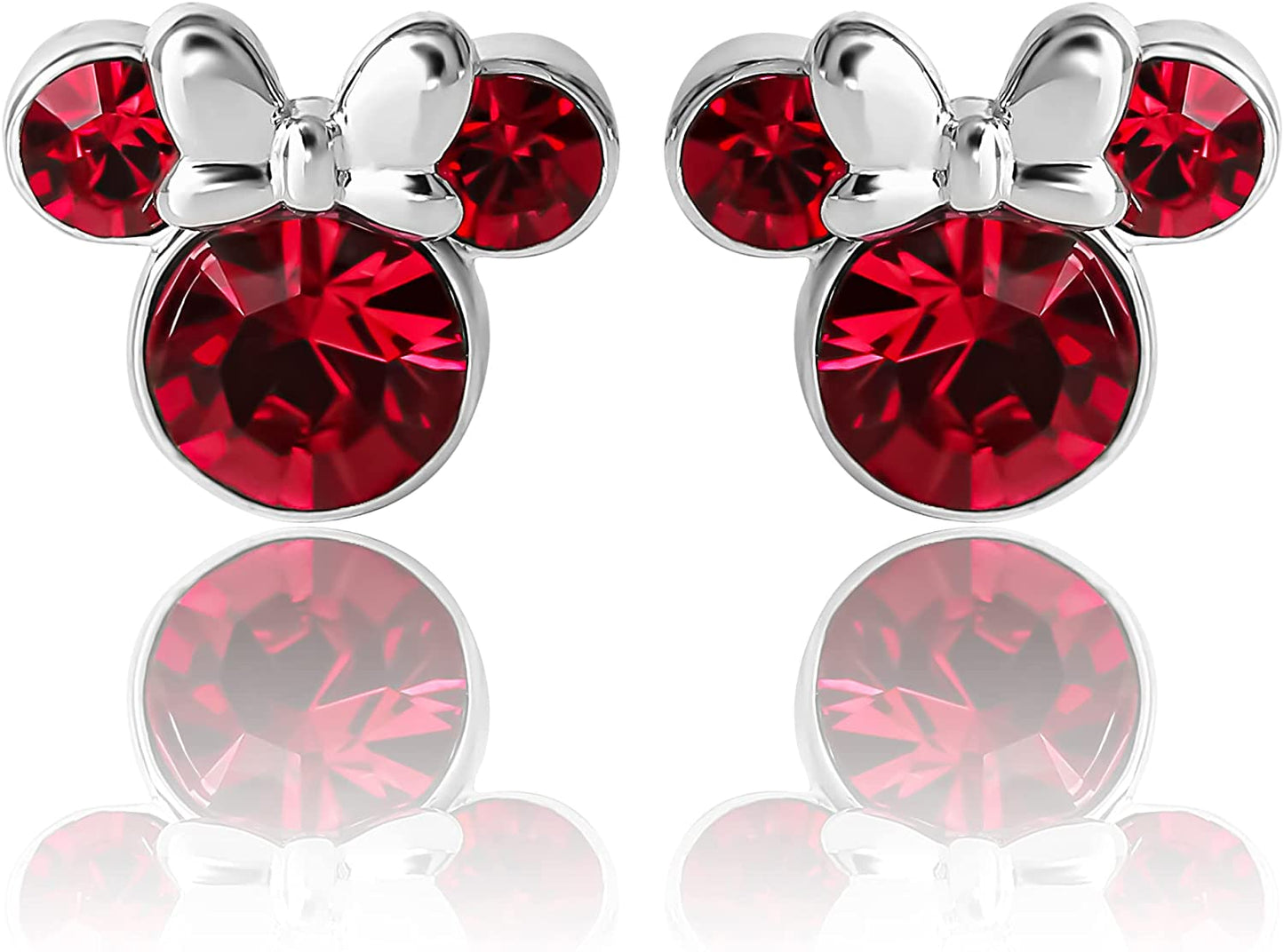 Disney Womens Minnie Mouse Birthstone Stud Earrings - Minnie Mouse Earrings - Birthstone Jewelry - Disney Jewelry Apparel & Accessories > Jewelry > Earrings Disney July-Ruby Crystal