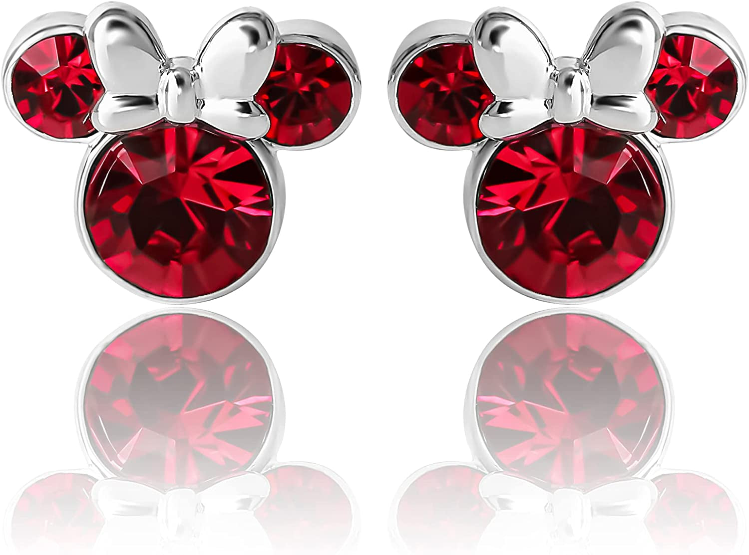 Disney Womens Minnie Mouse Birthstone Stud Earrings - Minnie Mouse Earrings - Birthstone Jewelry - Disney Jewelry Apparel & Accessories > Jewelry > Earrings Disney July-Ruby Crystal