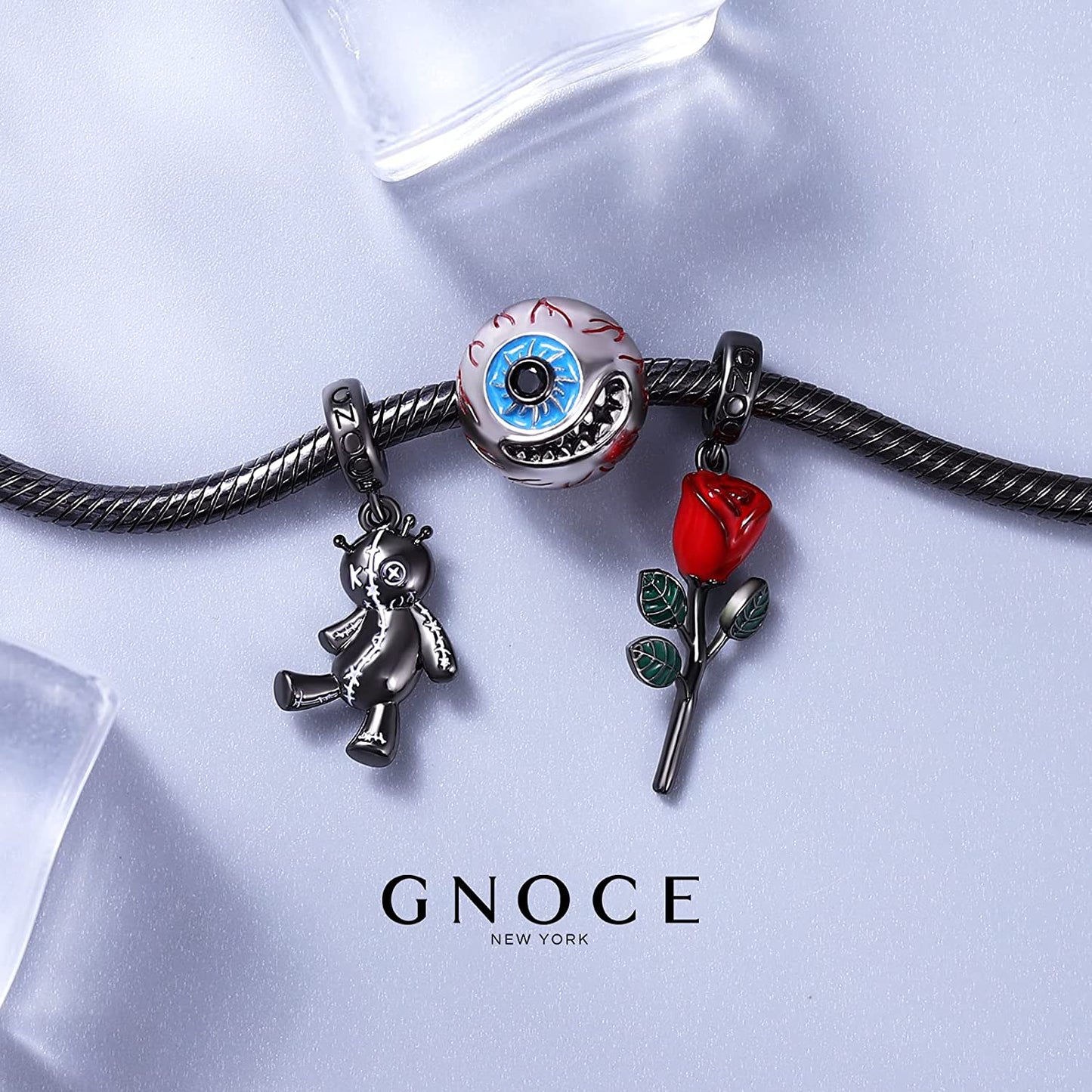 GNOCE Voodoo Doll Pendant Charm 925 Sterling Silver Dangle Bead Charms for Women Bracelet/Necklace Halloween Gifts for Girls Wife Daughter Apparel & Accessories > Jewelry > Bracelets GNOCE