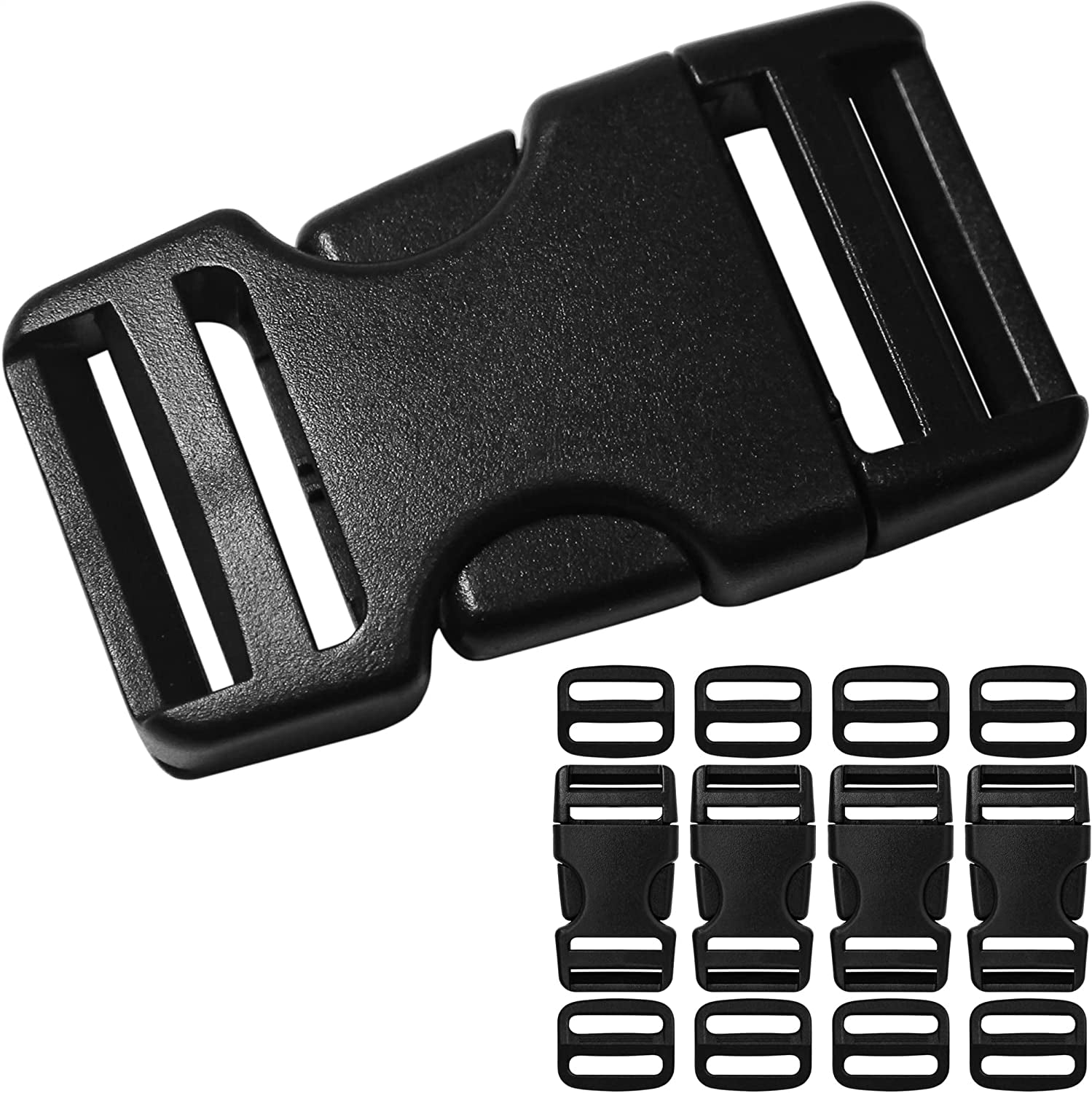 Buckle for Strap 1.5": Side Release Buckles Plastic Clips 4 Set + Tri-Glide Slide 8 Pcs Fit 1 1/2 Inch Wide Nylon Straps Webbing Belt, Heavy Duty Replacement for Backpack, Dual Adjustable No Sewing Apparel & Accessories > Clothing Accessories > Belt Buckles LASIGHT 4 Set 1 in