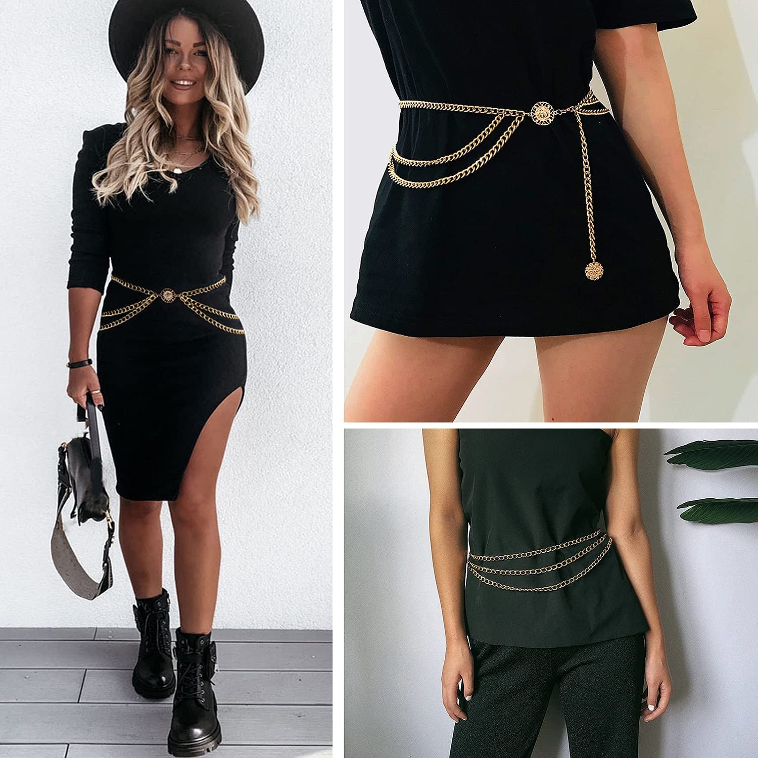 Glamorstar Multilayer Chain Belt Body Chain for Women Boho Waist Belt Belly Chain Bikini Chain Apparel & Accessories > Jewelry > Body Jewelry Glamorstar